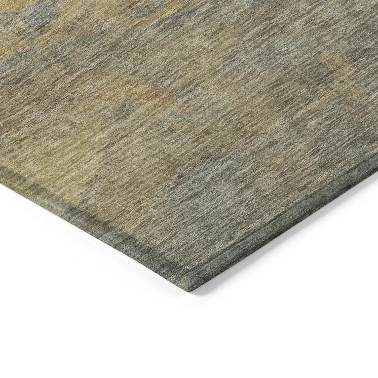 10' X 14' Tan And Beige Abstract Washable Indoor Outdoor Area Rug