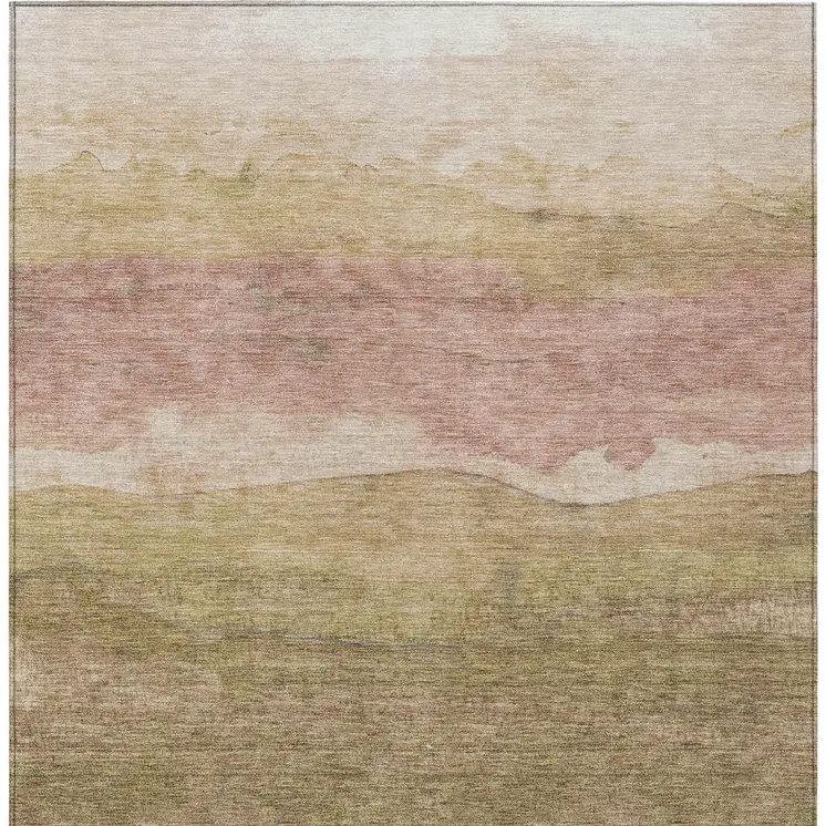 10' X 14' Tan And Beige Abstract Washable Indoor Outdoor Area Rug