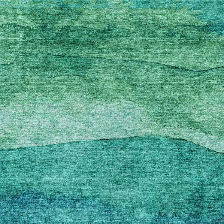 10' X 14' Teal Blue And Green Abstract Washable Indoor Outdoor Area Rug