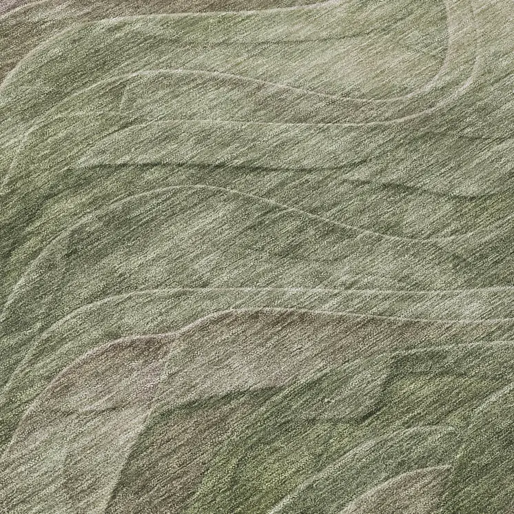 8' Green And Taupe Round Abstract Washable Indoor Outdoor Area Rug