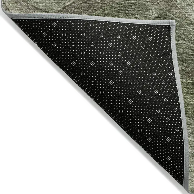 8' X 10' Green And Taupe Abstract Washable Indoor Outdoor Area Rug