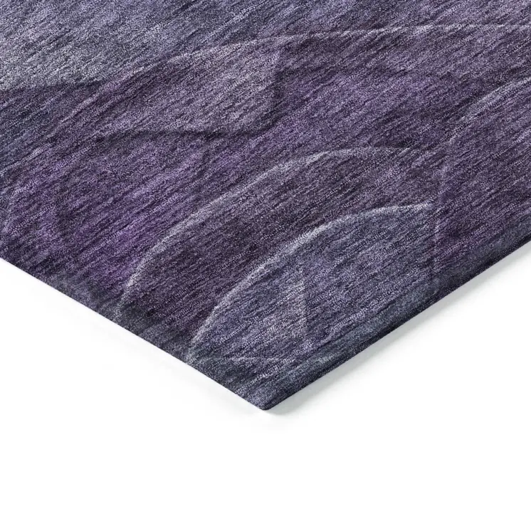 9' X 12' Purple And Gray Abstract Washable Indoor Outdoor Area Rug