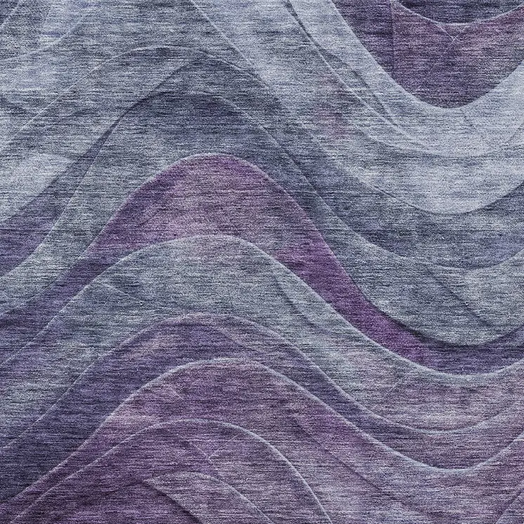 10' X 14' Purple And Gray Abstract Washable Indoor Outdoor Area Rug