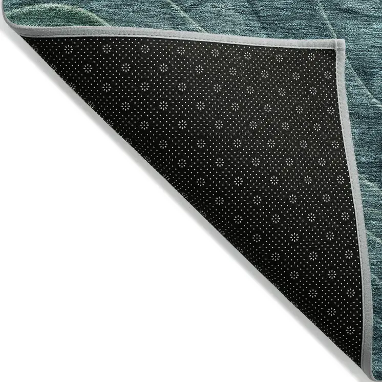 9' X 12' Teal Blue And Green Abstract Washable Indoor Outdoor Area Rug