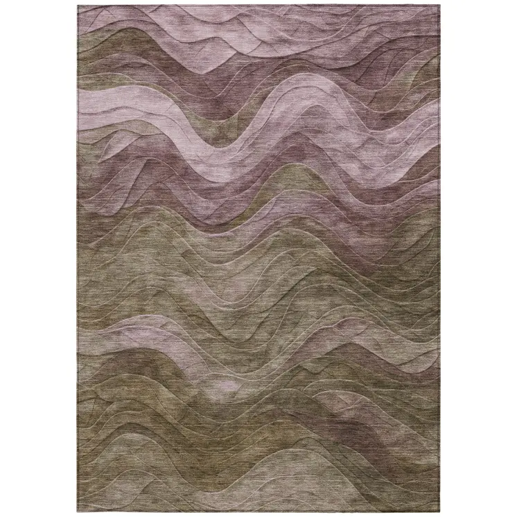 5' X 8' Taupe And Beige Abstract Washable Indoor Outdoor Area Rug