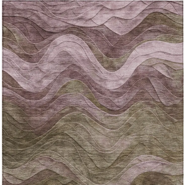 8' X 10' Taupe And Beige Abstract Washable Indoor Outdoor Area Rug