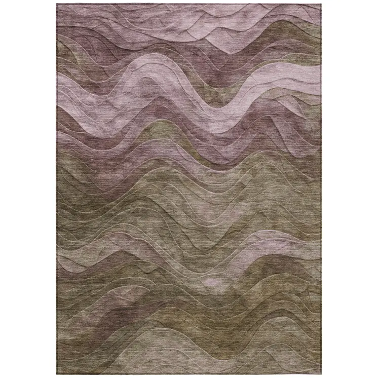 8' X 10' Taupe And Beige Abstract Washable Indoor Outdoor Area Rug