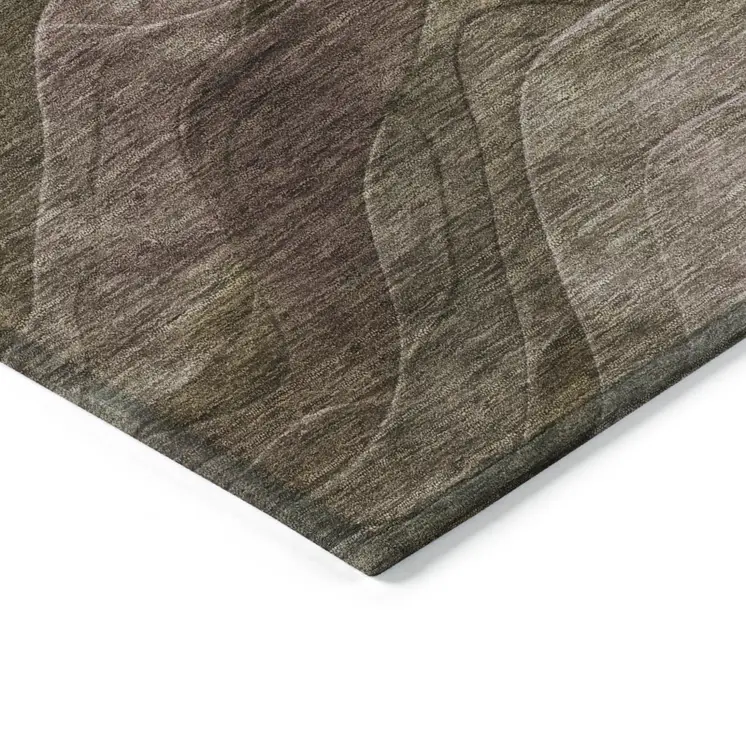 8' X 10' Taupe And Beige Abstract Washable Indoor Outdoor Area Rug