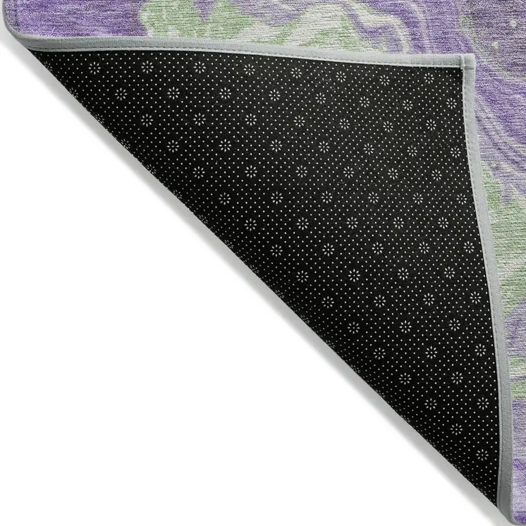 5' X 8' Purple Mint Green And Ivory Abstract Washable Indoor Outdoor Area Rug