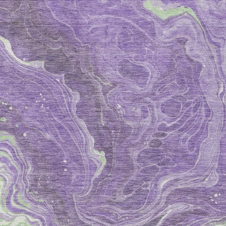 8' X 10' Purple Mint Green And Ivory Abstract Washable Indoor Outdoor Area Rug
