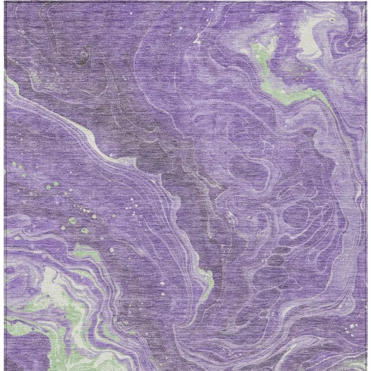 10' X 14' Purple Mint Green And Ivory Abstract Washable Indoor Outdoor Area Rug