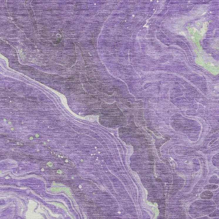 10' X 14' Purple Mint Green And Ivory Abstract Washable Indoor Outdoor Area Rug