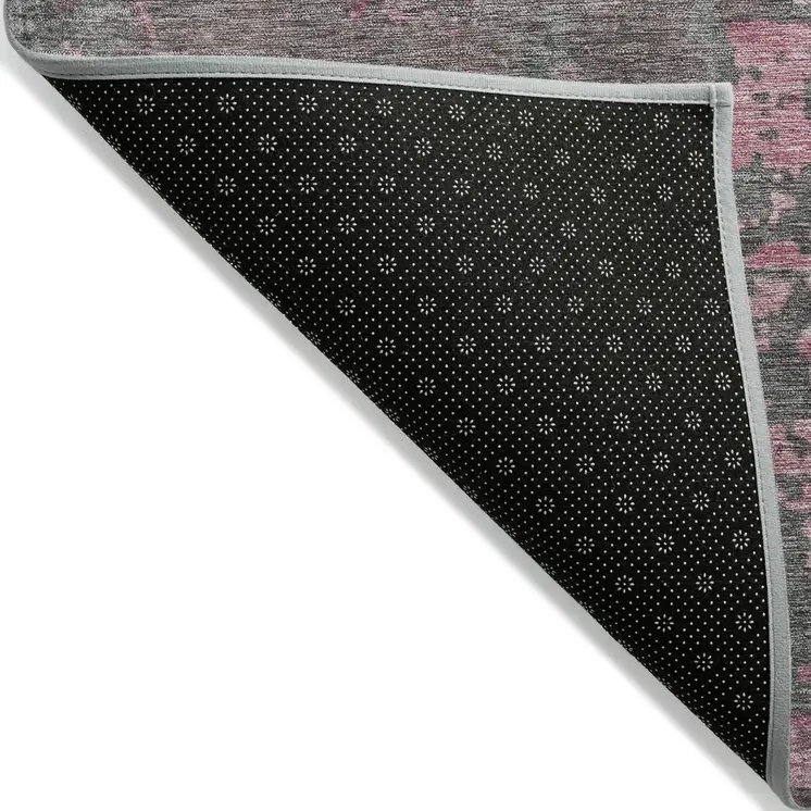 9' X 12' Blush Gray And Mauve Abstract Washable Indoor Outdoor Area Rug