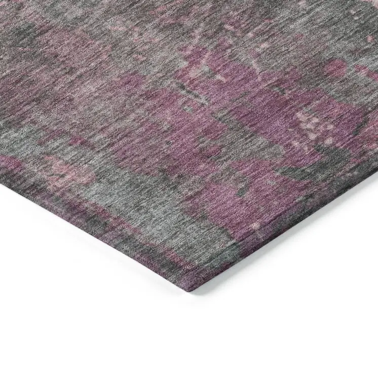 9' X 12' Blush Gray And Mauve Abstract Washable Indoor Outdoor Area Rug