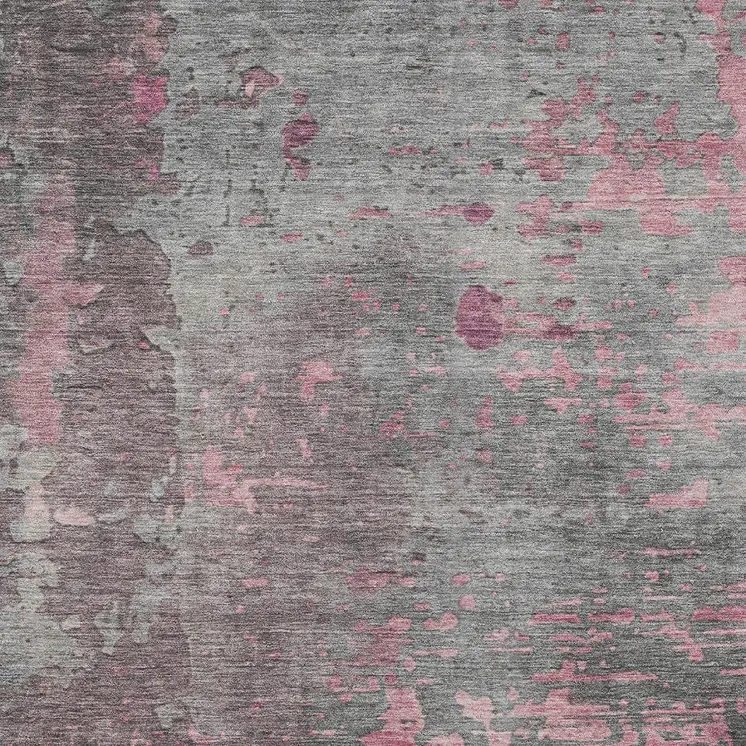 9' X 12' Blush Gray And Mauve Abstract Washable Indoor Outdoor Area Rug