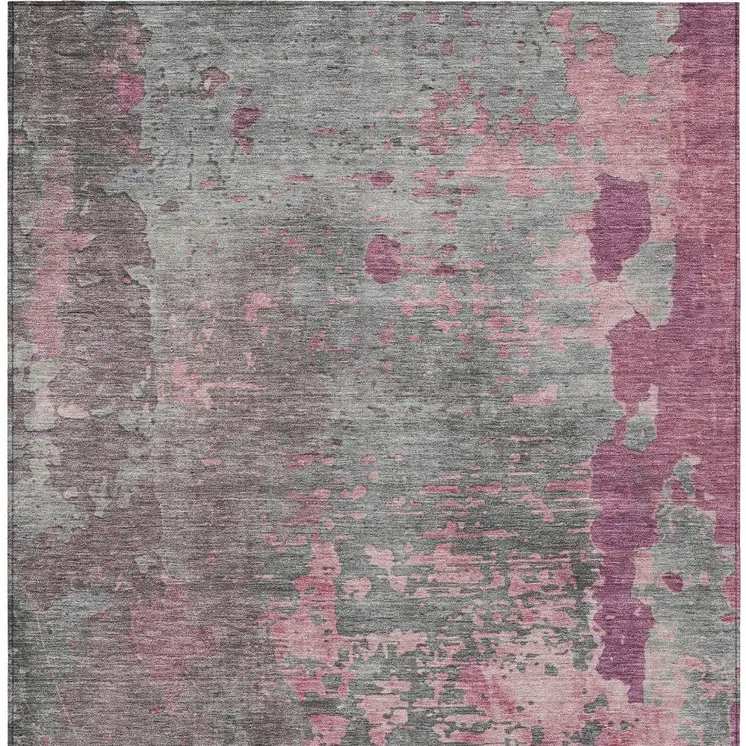 10' X 14' Blush Gray And Mauve Abstract Washable Indoor Outdoor Area Rug