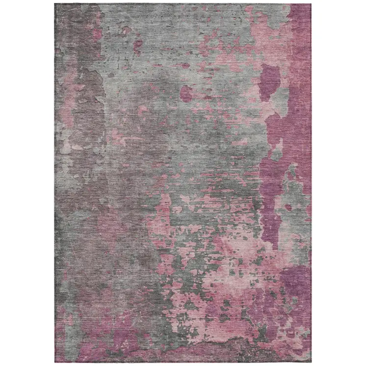 10' X 14' Blush Gray And Mauve Abstract Washable Indoor Outdoor Area Rug
