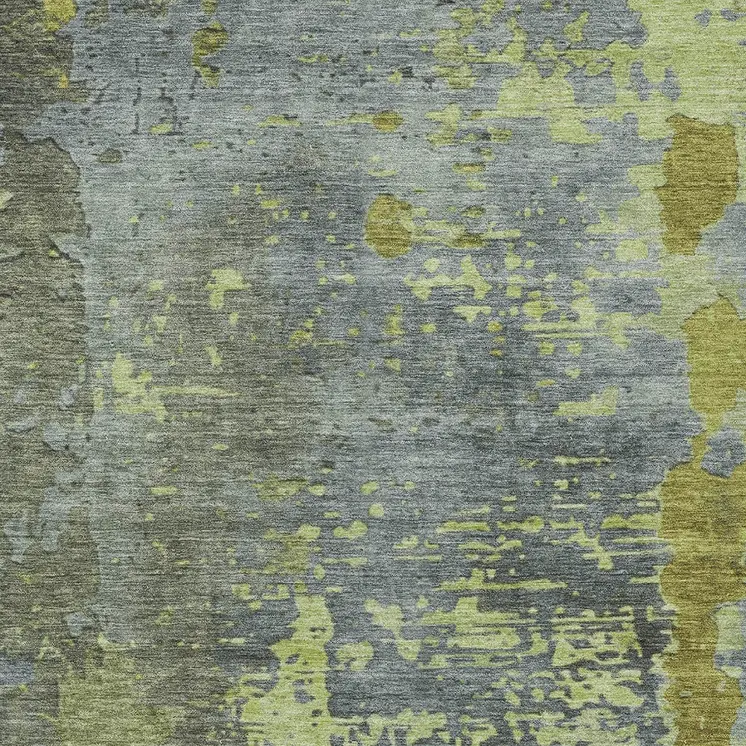 5' X 8' Fern Green Gray And Olive Green Abstract Washable Indoor Outdoor Area Rug
