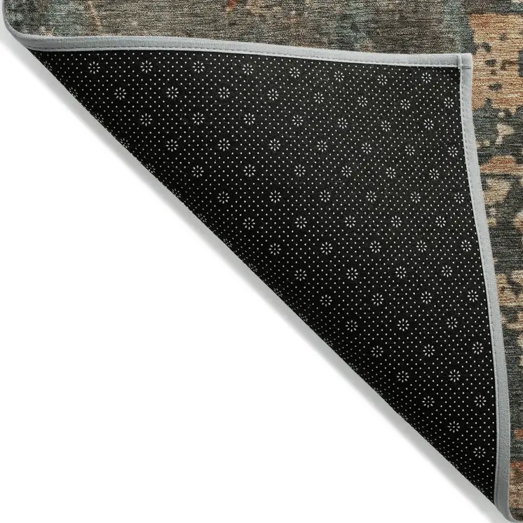 3' X 5' Pale Aqua Copper And Beige Abstract Washable Indoor Outdoor Area Rug