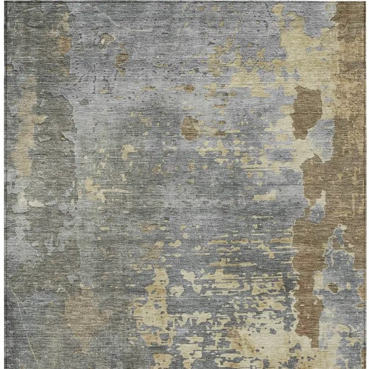 3' X 5' Taupe Gray And Beige Abstract Washable Indoor Outdoor Area Rug