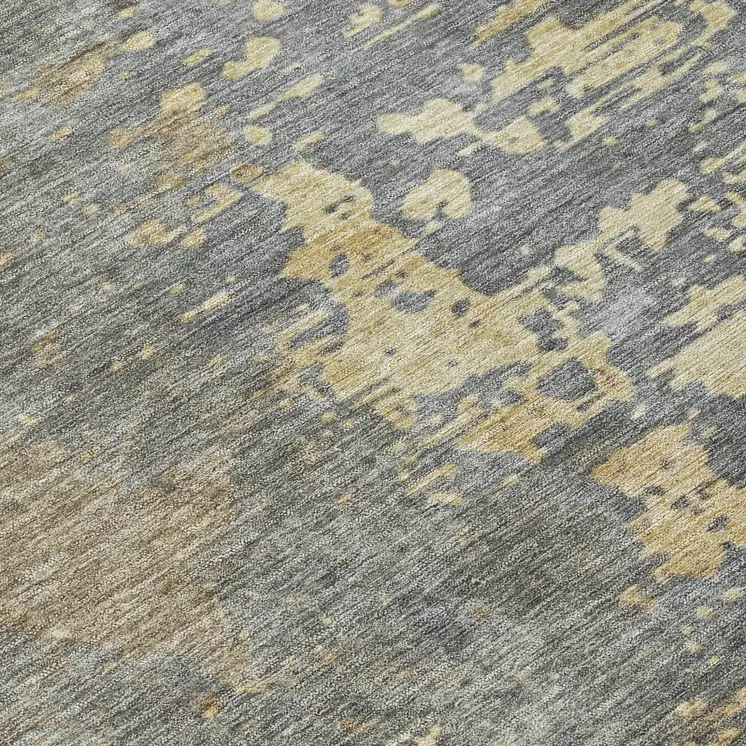 8' Taupe Gray And Beige Round Abstract Washable Indoor Outdoor Area Rug