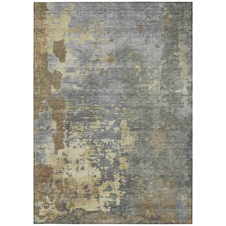 8' X 10' Taupe Gray And Beige Abstract Washable Indoor Outdoor Area Rug