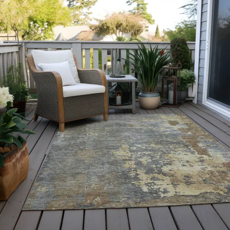 9' X 12' Taupe Gray And Beige Abstract Washable Indoor Outdoor Area Rug