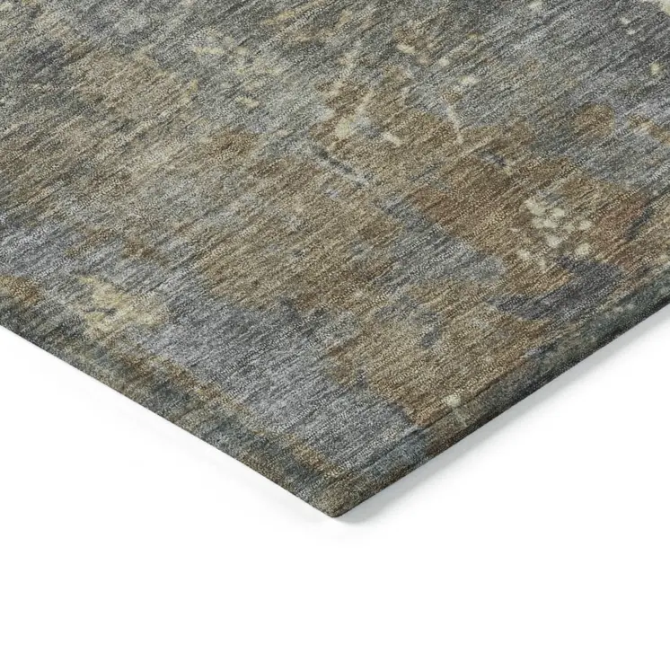 9' X 12' Taupe Gray And Beige Abstract Washable Indoor Outdoor Area Rug