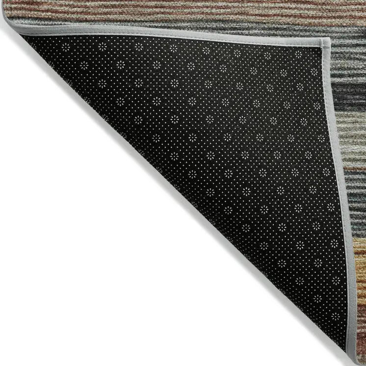 3' X 5' Beige Gold Brown And Taupe Striped Washable Indoor Outdoor Area Rug