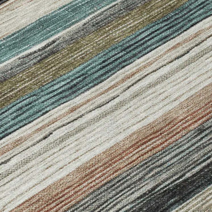8' Beige Gold Brown And Taupe Round Striped Washable Indoor Outdoor Area Rug