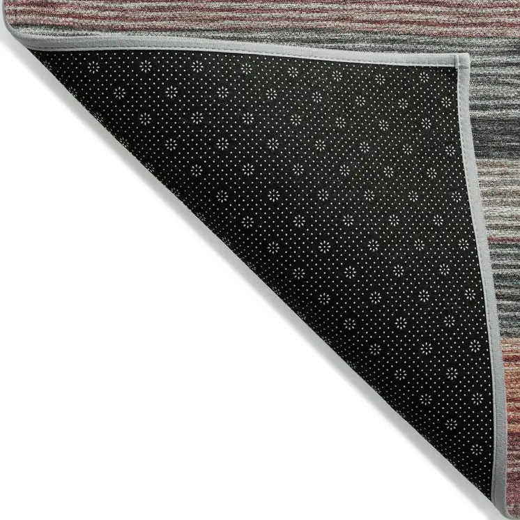 9' X 12' Pale Aqua Copper And Taupe Striped Washable Indoor Outdoor Area Rug