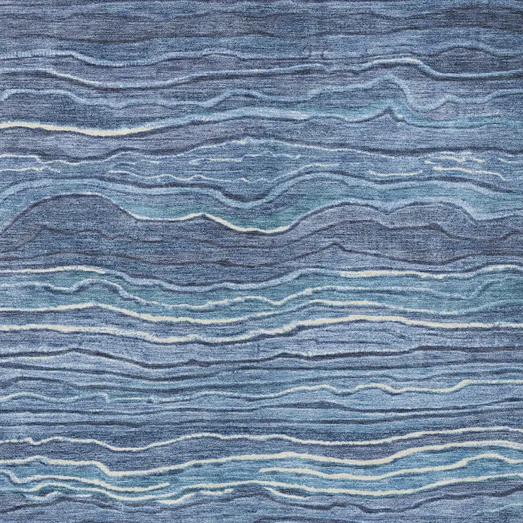 8' X 10' Denim Blue And Sky Blue Abstract Washable Indoor Outdoor Area Rug