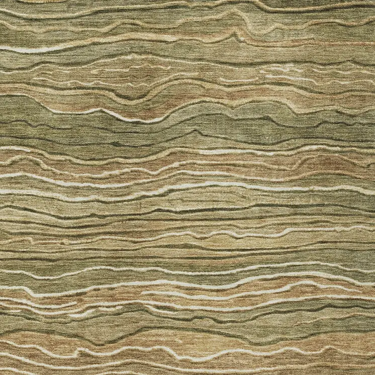9' X 12' Fern Green And Taupe Abstract Washable Indoor Outdoor Area Rug
