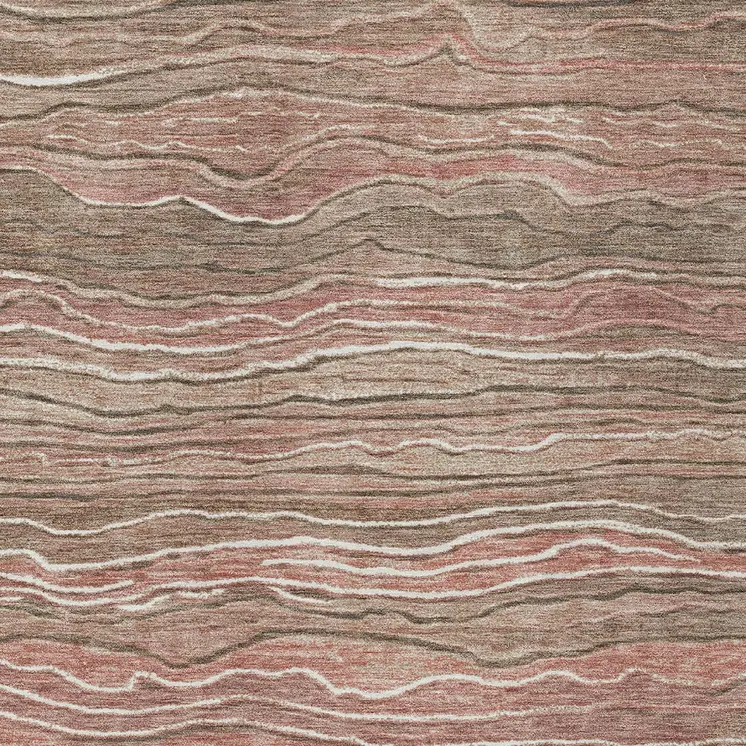 9' X 12' Brown And Copper Abstract Washable Indoor Outdoor Area Rug