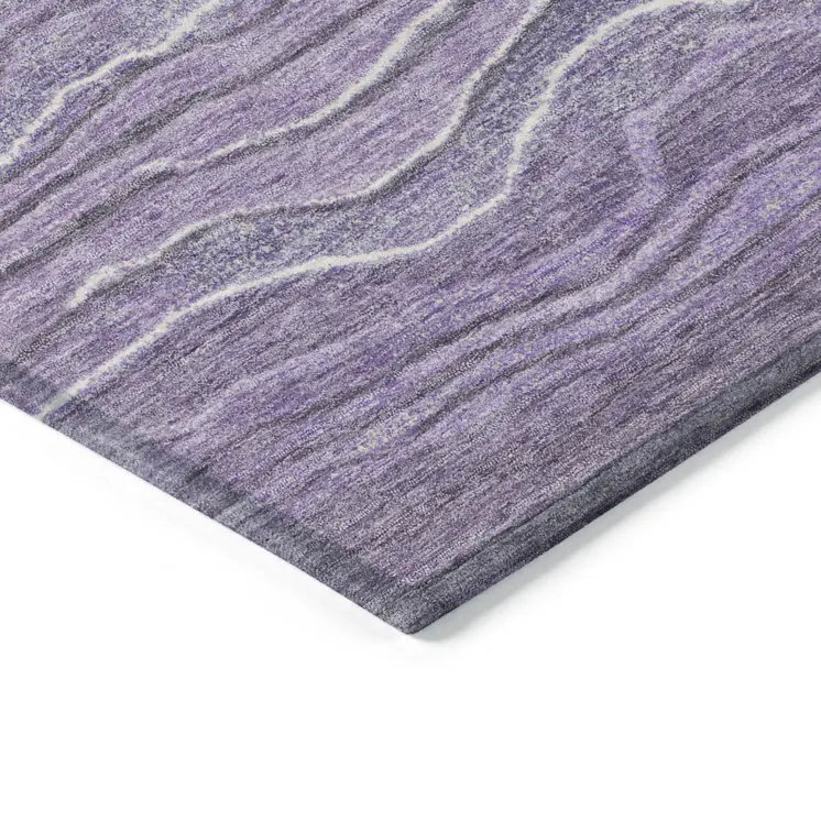 10' X 14' Purple And Lavender Abstract Washable Indoor Outdoor Area Rug