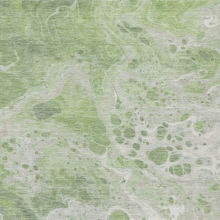5' X 8' Artichoke Green And Ivory Abstract Washable Indoor Outdoor Area Rug