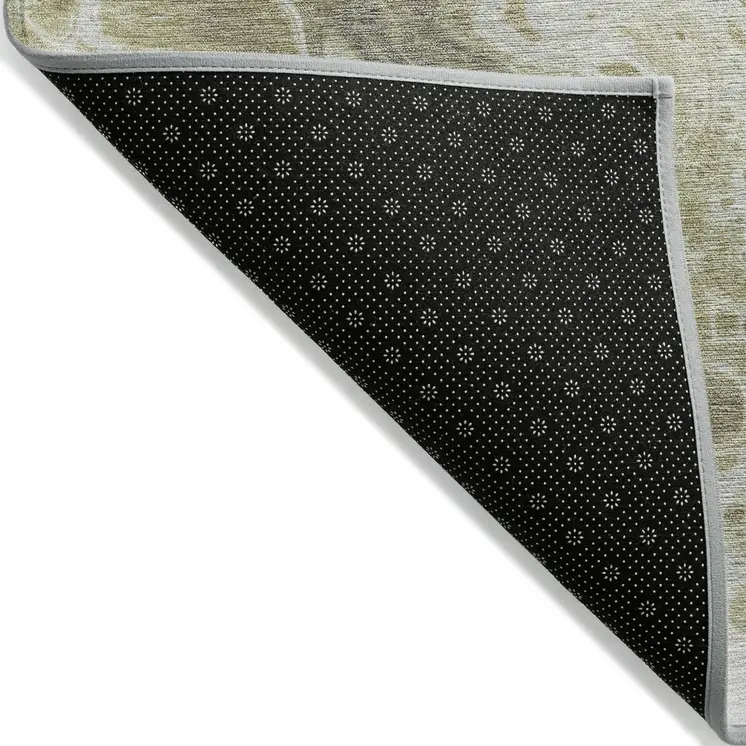 8' X 10' Gold And Ivory Abstract Washable Indoor Outdoor Area Rug
