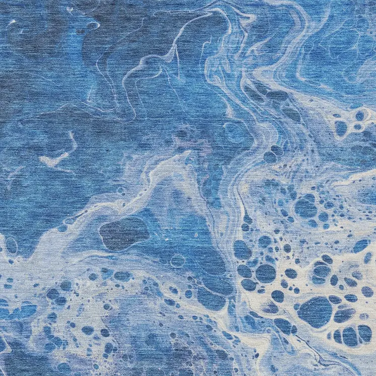 10' X 14' Navy Blue And Ivory Abstract Washable Indoor Outdoor Area Rug