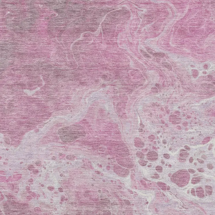 5' X 8' Pink And Ivory Abstract Washable Indoor Outdoor Area Rug