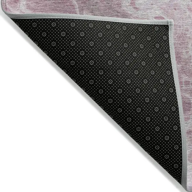 8' X 10' Pink And Ivory Abstract Washable Indoor Outdoor Area Rug