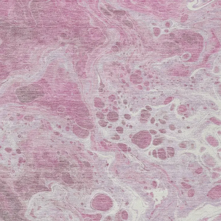 8' X 10' Pink And Ivory Abstract Washable Indoor Outdoor Area Rug