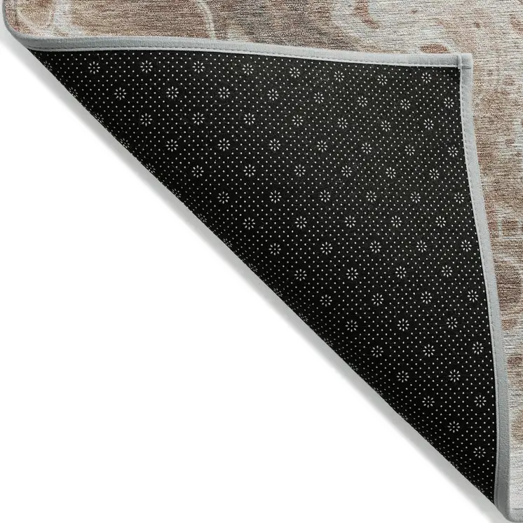 3' X 5' Rust And Ivory Abstract Washable Indoor Outdoor Area Rug
