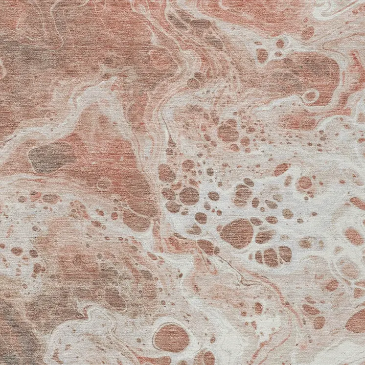 5' X 8' Rust And Ivory Abstract Washable Indoor Outdoor Area Rug