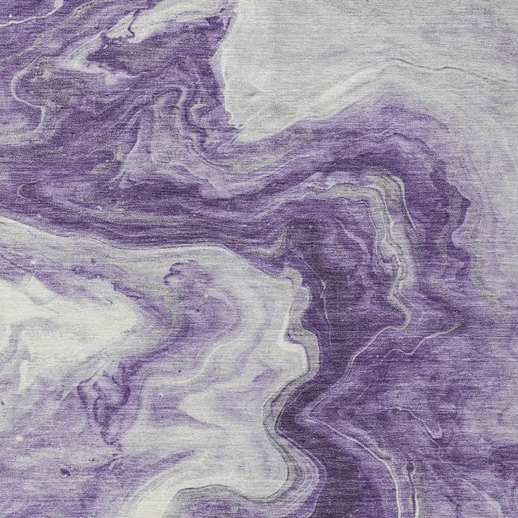 9' X 12' Purple And Silver Abstract Washable Indoor Outdoor Area Rug