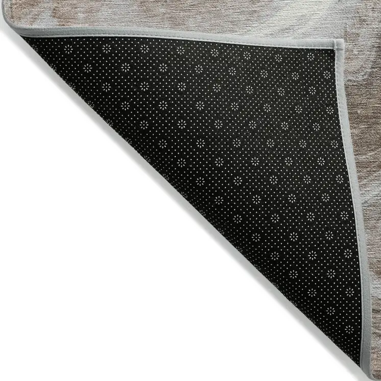 8' X 10' Taupe And Silver Abstract Washable Indoor Outdoor Area Rug