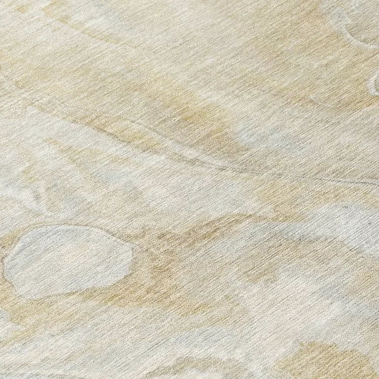 8' Beige And Silver Round Abstract Washable Indoor Outdoor Area Rug