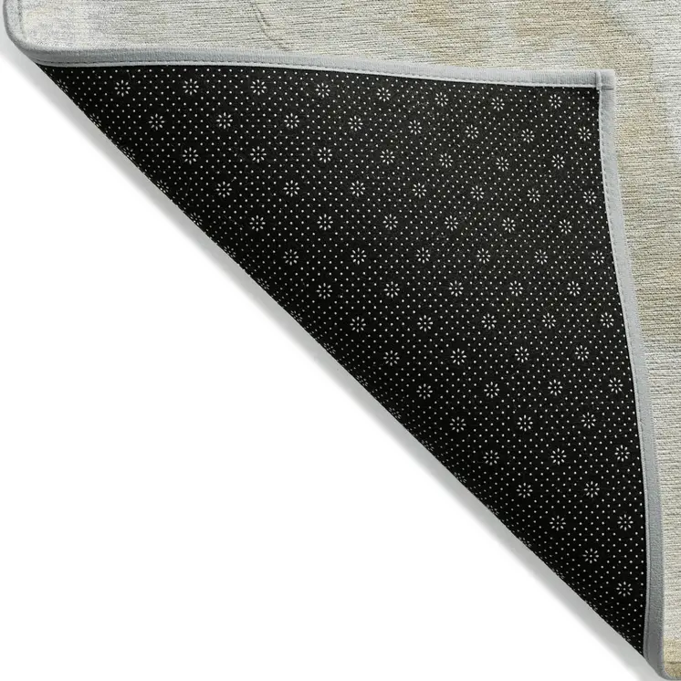 8' X 10' Beige And Silver Abstract Washable Indoor Outdoor Area Rug