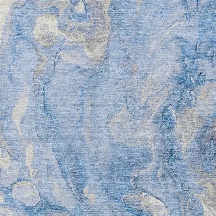 10' X 14' Blue And Silver Abstract Washable Indoor Outdoor Area Rug
