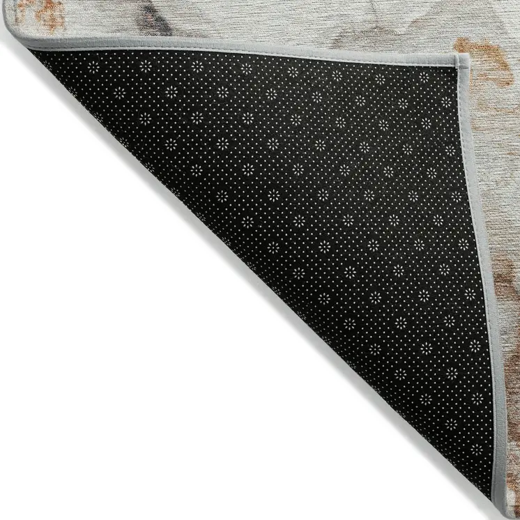 8' X 10' Silver And Copper Abstract Washable Indoor Outdoor Area Rug
