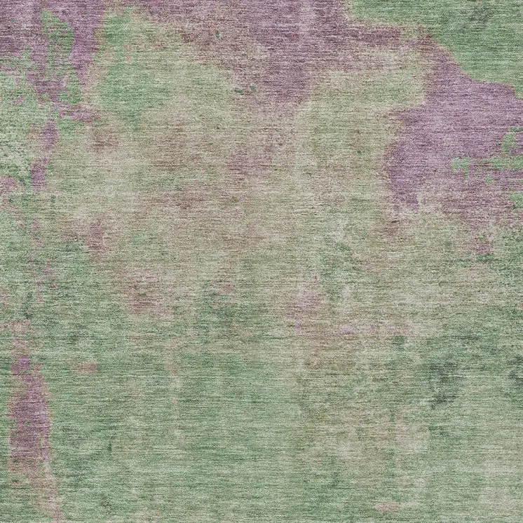 3' X 5' Artichoke Green And Eggplant Abstract Washable Indoor Outdoor Area Rug